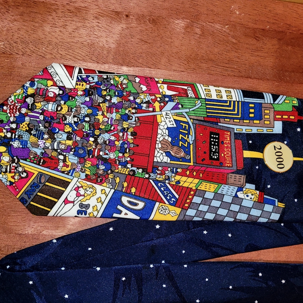 VTG Y2K Times Square New Year's Eve Tie 2000 Ball Drop Vicky Davis New York City - Picture 2 of 4